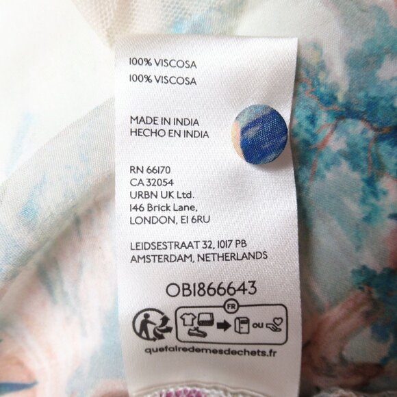 By Anthropologie Sleeveless Trailing Ruffle Blouse Floral Print Lace Trim Large - Picture 11 of 12